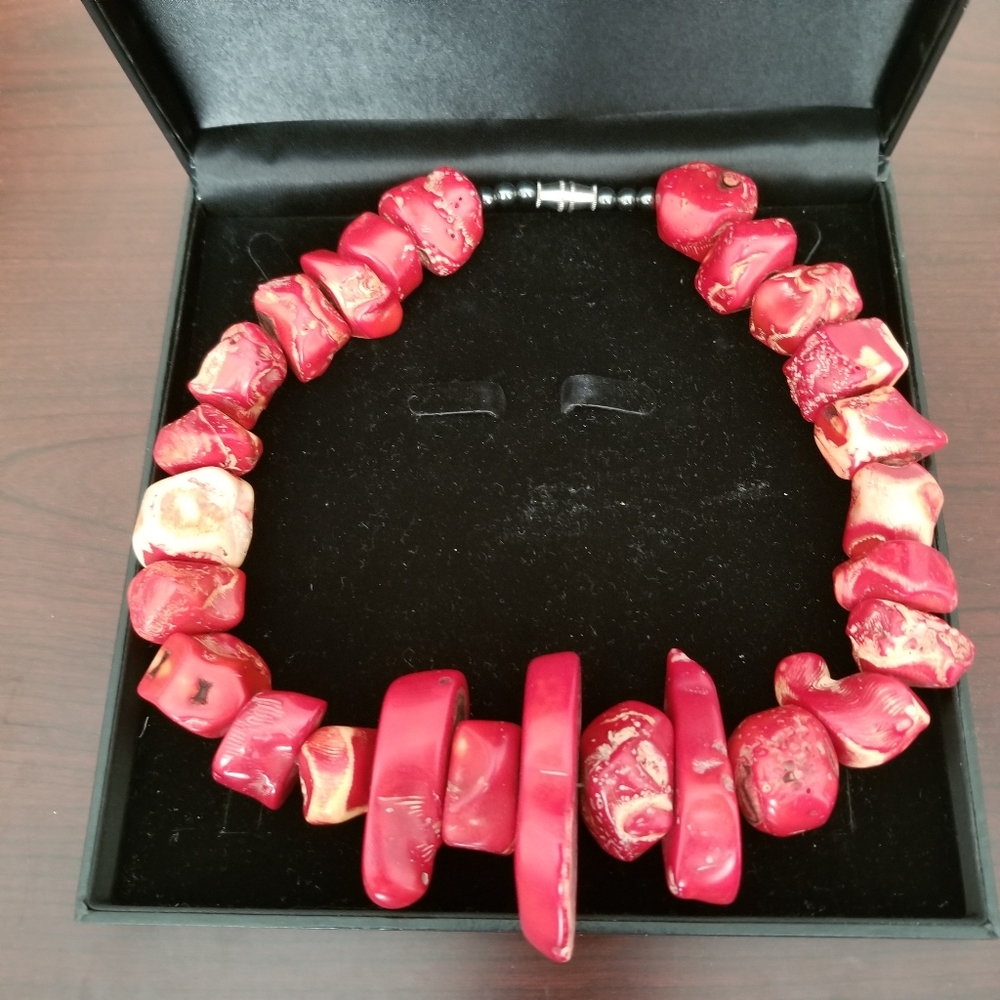 Chunky Red Natural Stone necklace